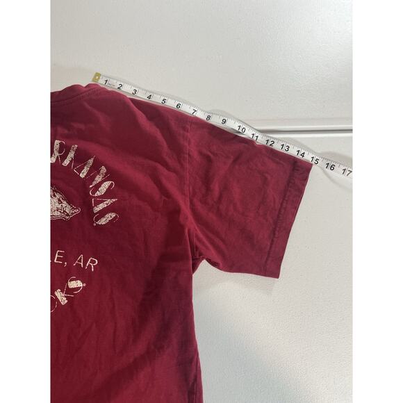Arkansas Razorback Champion T Shirt Size L Short Sleeve Red - Picture 5 of 6